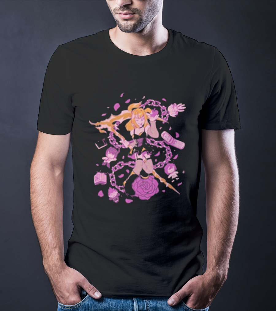 Angel Of Death Jav Anime Style Pink Chains And Rose T-Shirt