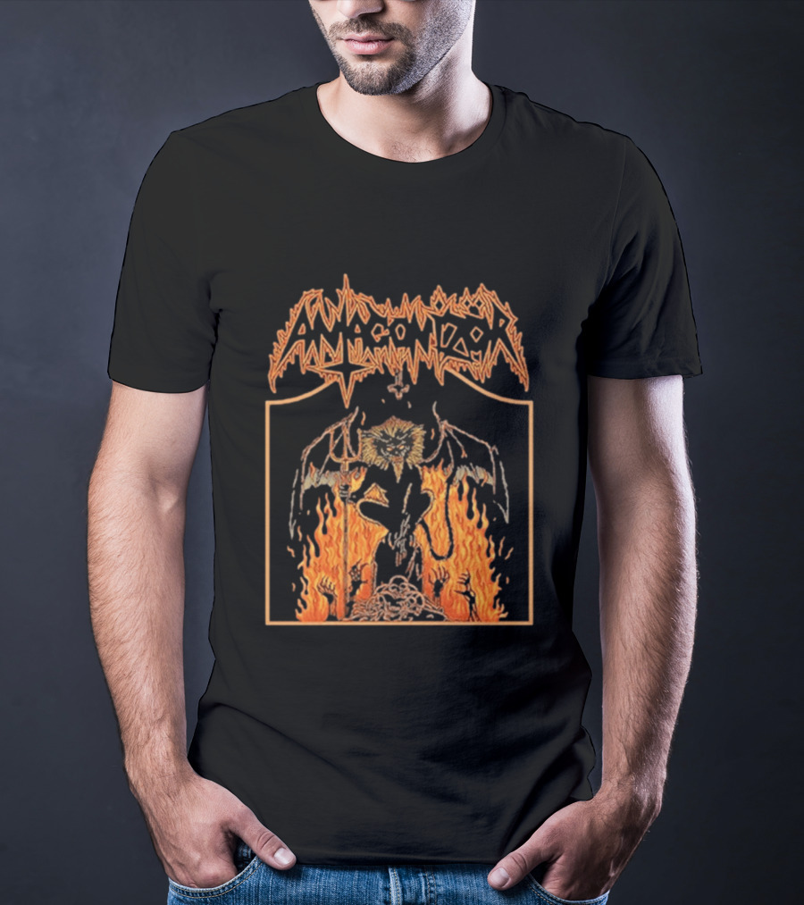 Antagonizör Into The Fires Flaming Skull Metal Demon T-Shirt