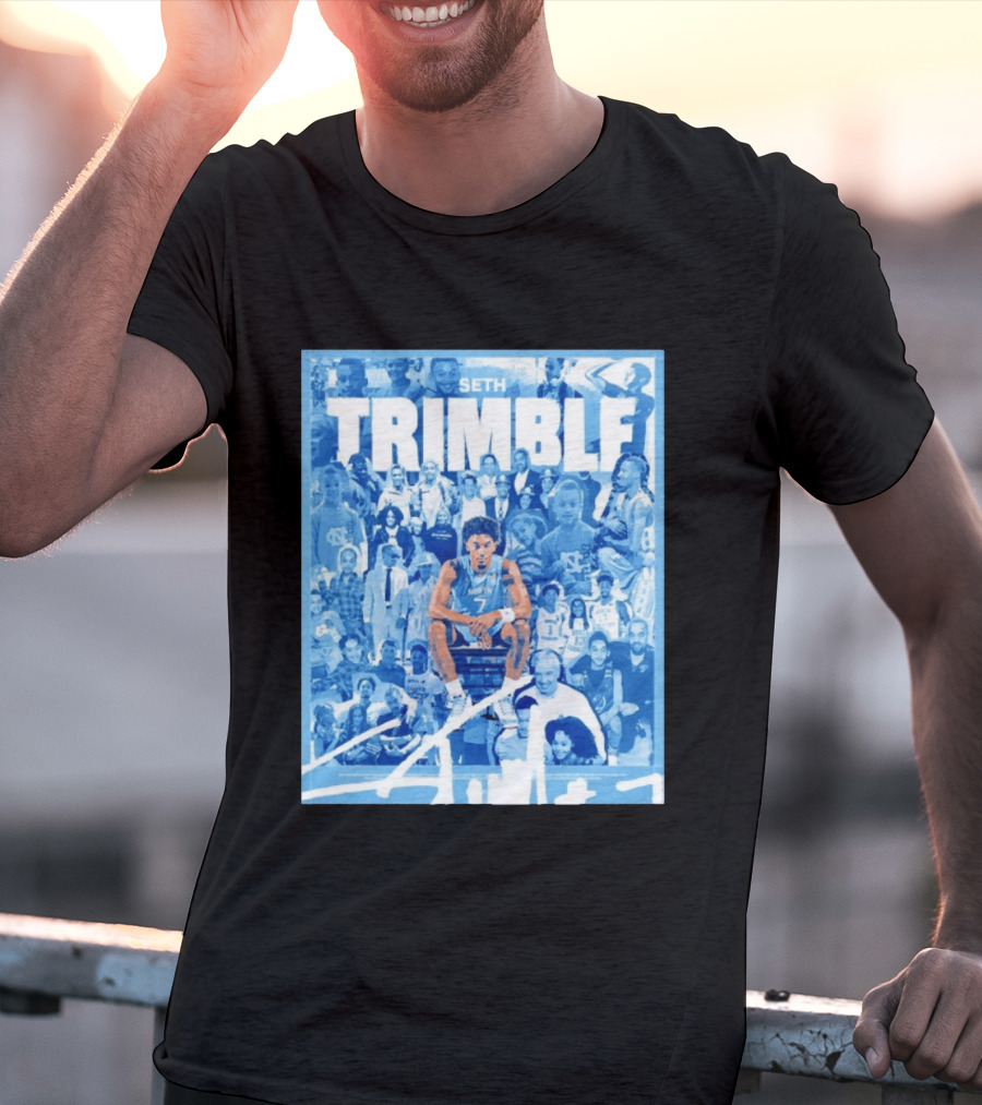 Seth Trimble North Carolina Tar Heels Basketball Collage T-Shirt