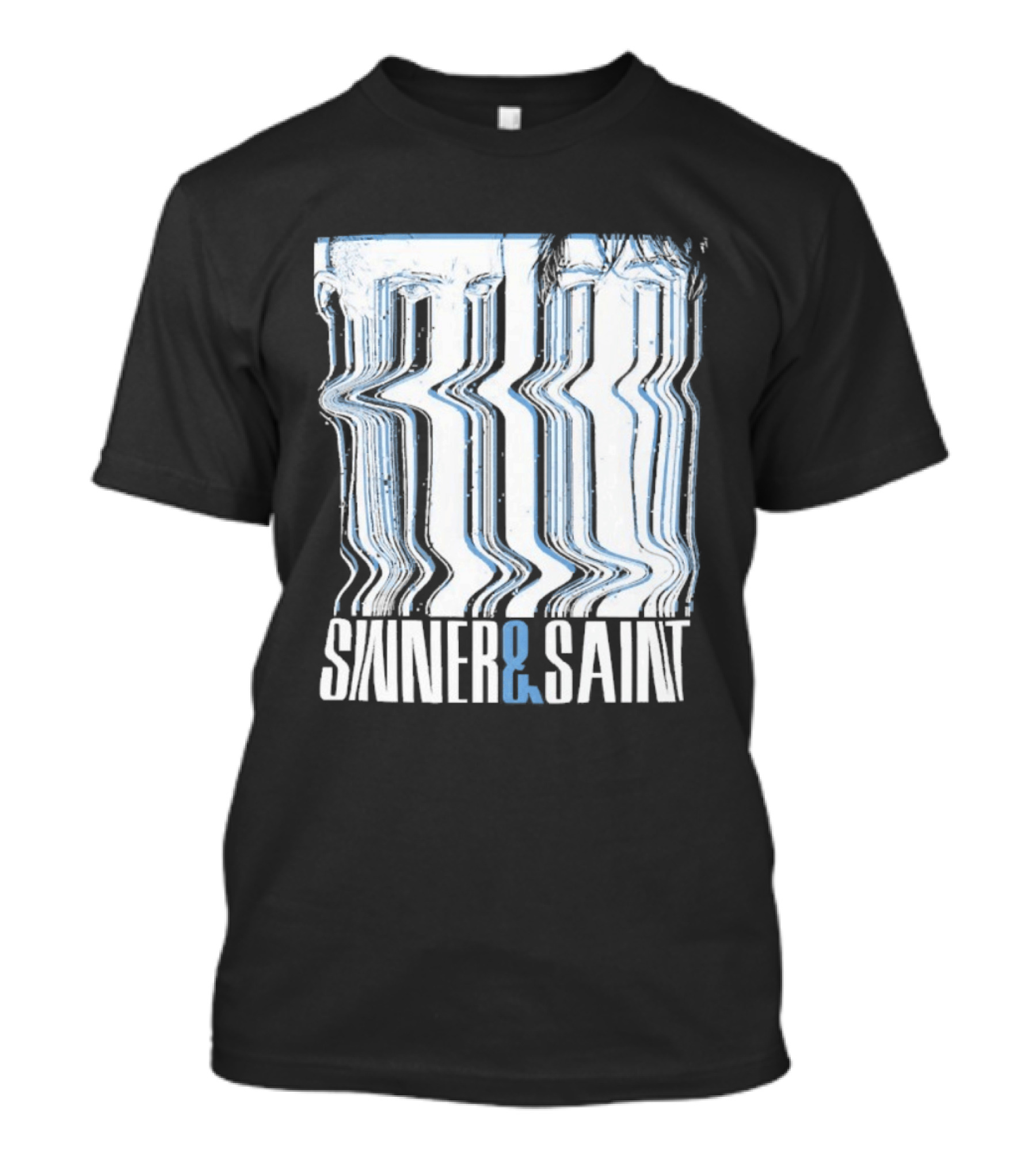 Sinner And Saint Distorted Typography Design Free Shipping T-Shirt