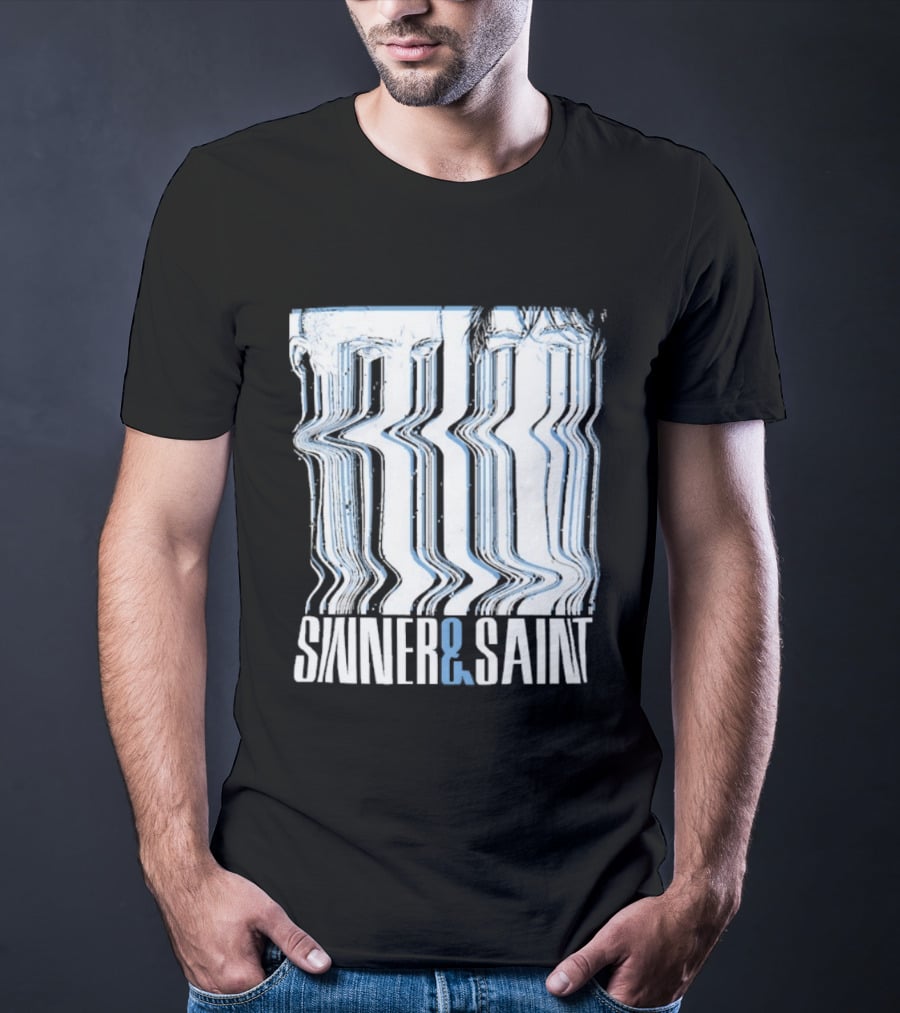 Sinner And Saint Distorted Typography Design Free Shipping T-Shirt