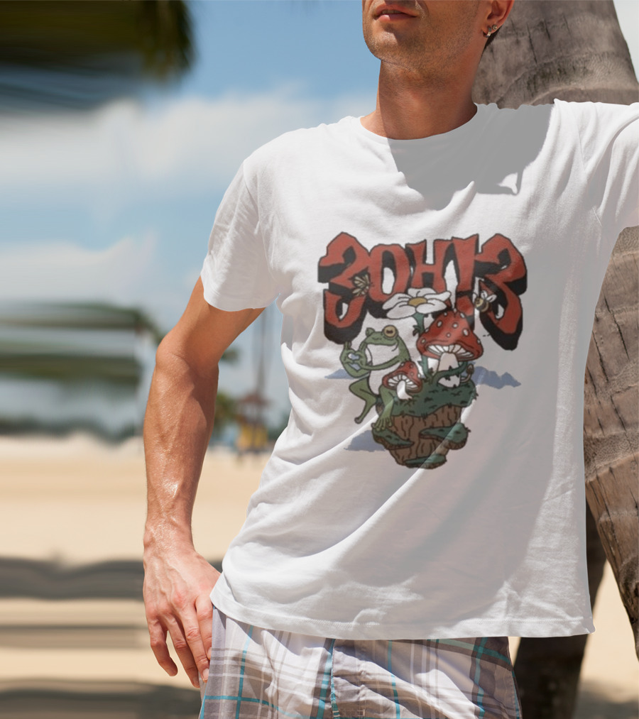 3Oh3 Mushroom Frog Fantasy With Bee And Flower T-Shirt