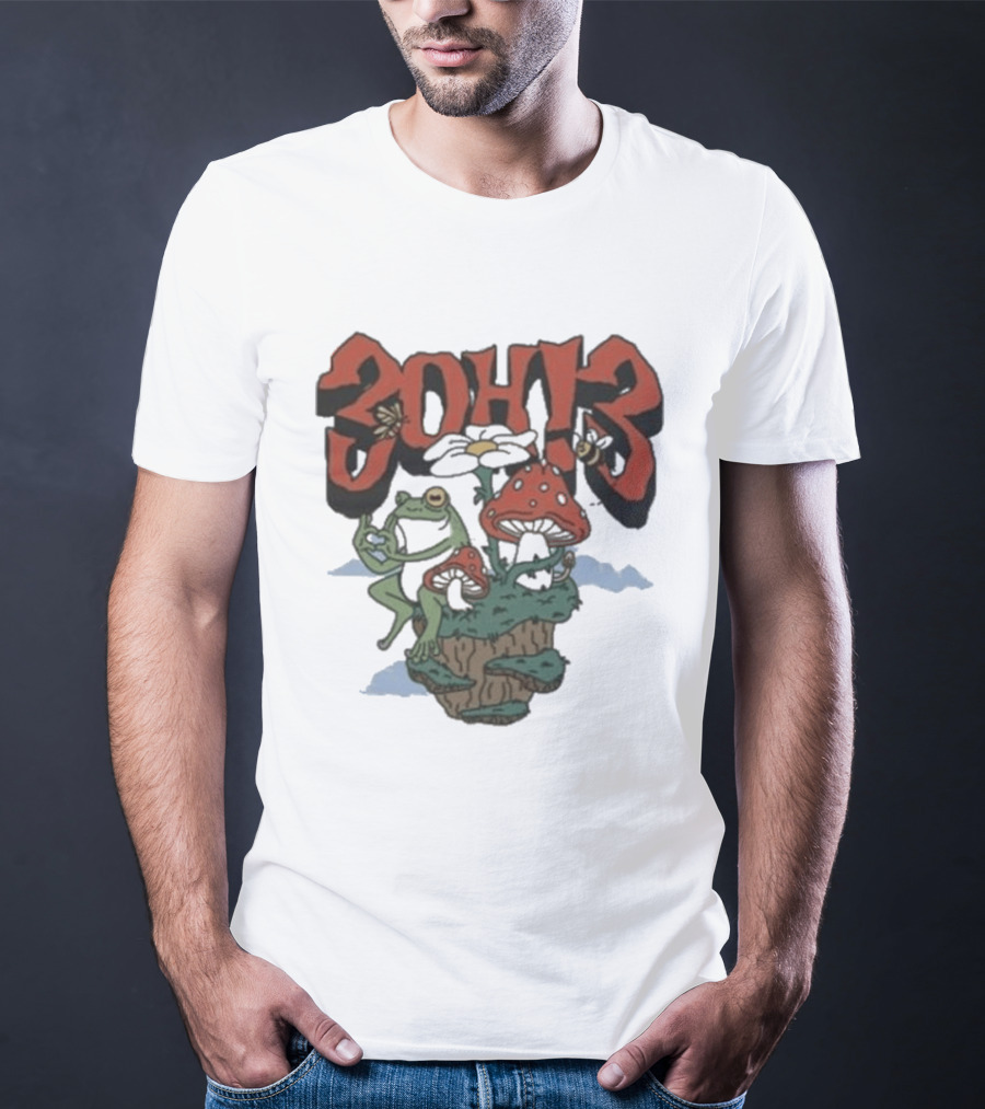 3Oh3 Mushroom Frog Fantasy With Bee And Flower T-Shirt
