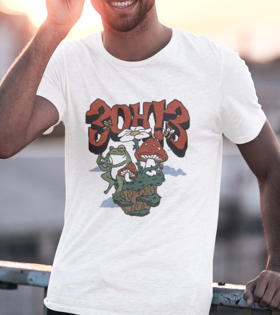 3Oh3 Mushroom Frog Fantasy With Bee And Flower T-Shirt