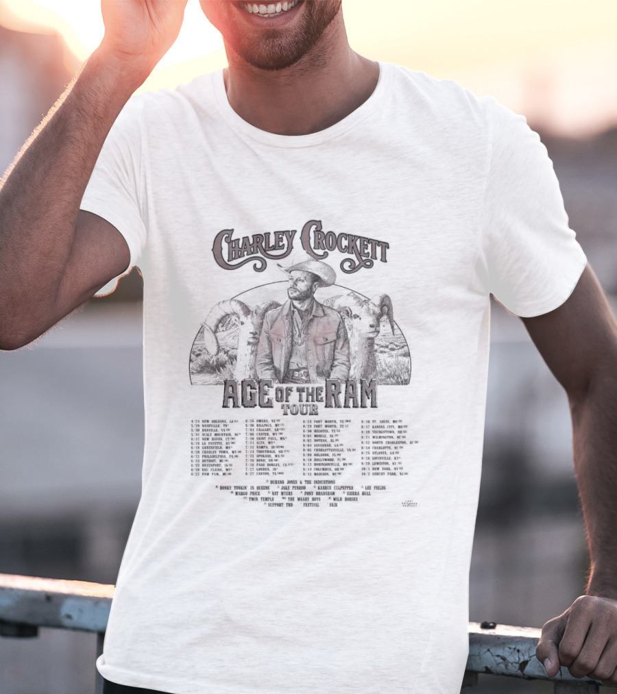 Charley Crockett Age Of The Ram Tour 2026 Full Schedule And Dates T-Shirt