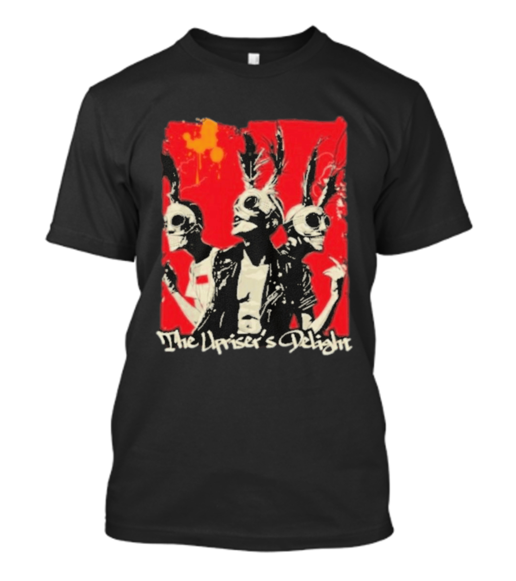 The Upriser's Delight Skull Trio Feathered Masks Red T-Shirt