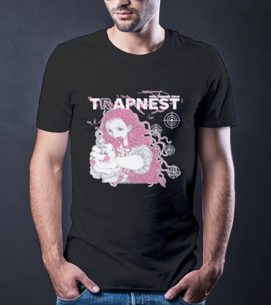 Trapnest Trigger Tour 2001 Anime Girl With Gun And Target T-Shirt