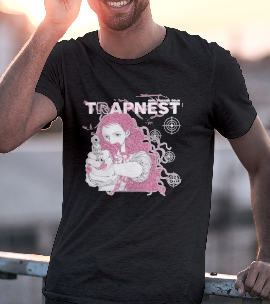 Trapnest Trigger Tour 2001 Anime Girl With Gun And Target T-Shirt