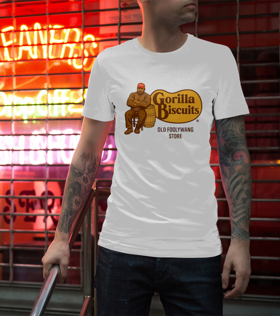 Cracker Barrel Gorilla Biscuits Old Foolywang Store Rustic Man And Barrel T-Shirt