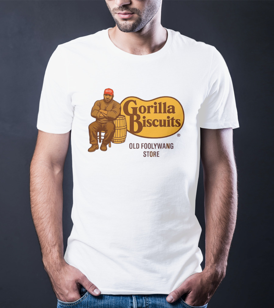 Cracker Barrel Gorilla Biscuits Old Foolywang Store Rustic Man And Barrel T-Shirt