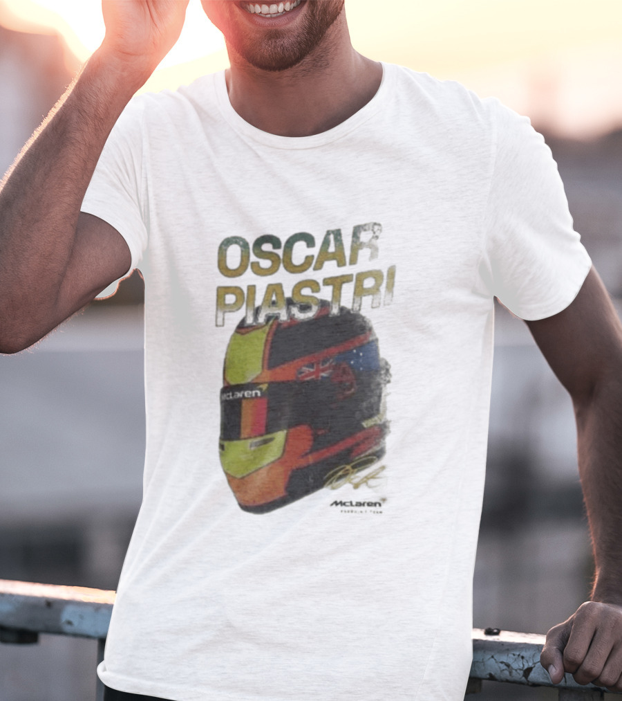Oscar Piastri McLaren Helmet Design Racing Memorabilia T-Shirt