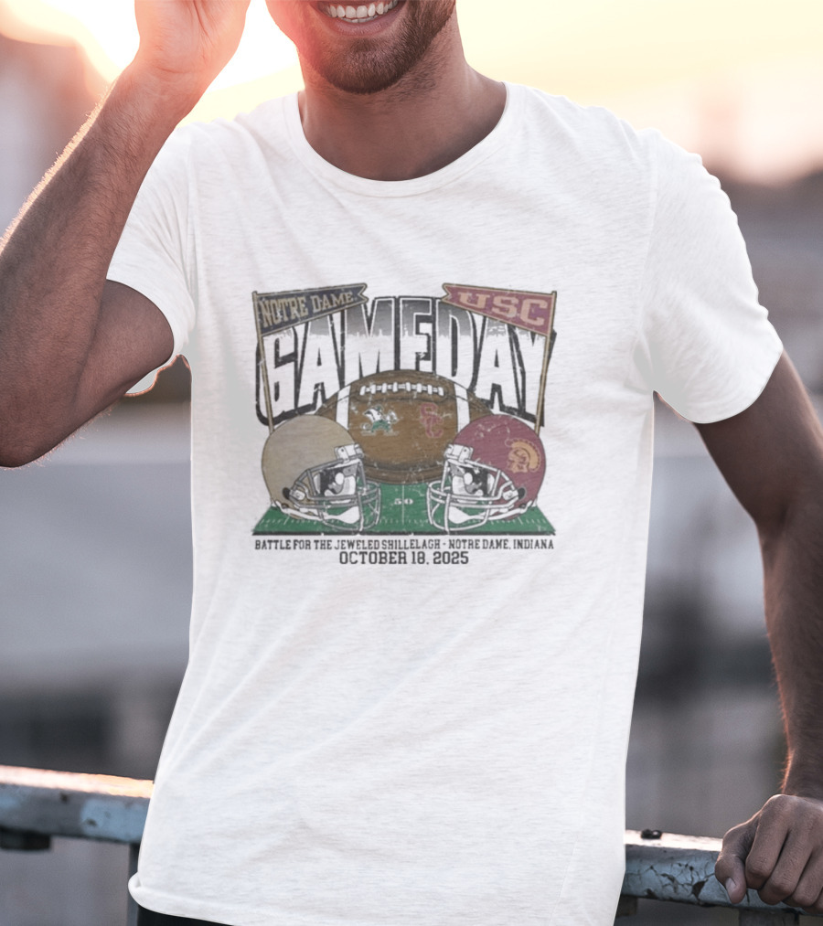 Notre Dame Vs USC Gameday 2025 Jeweled Shillelagh October 18 Football Clash T-Shirt