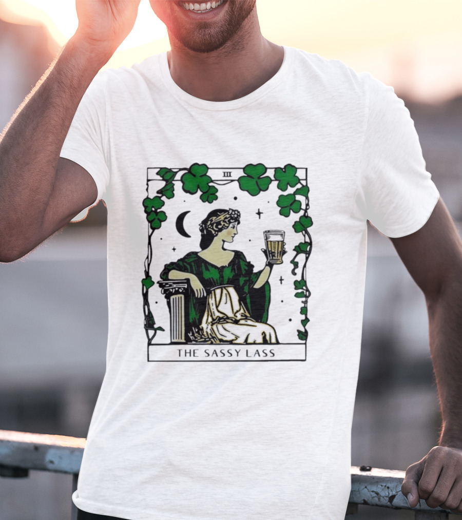 The Sassy Lass St Patrick's Day Tarot Card Clover Moon T-Shirt