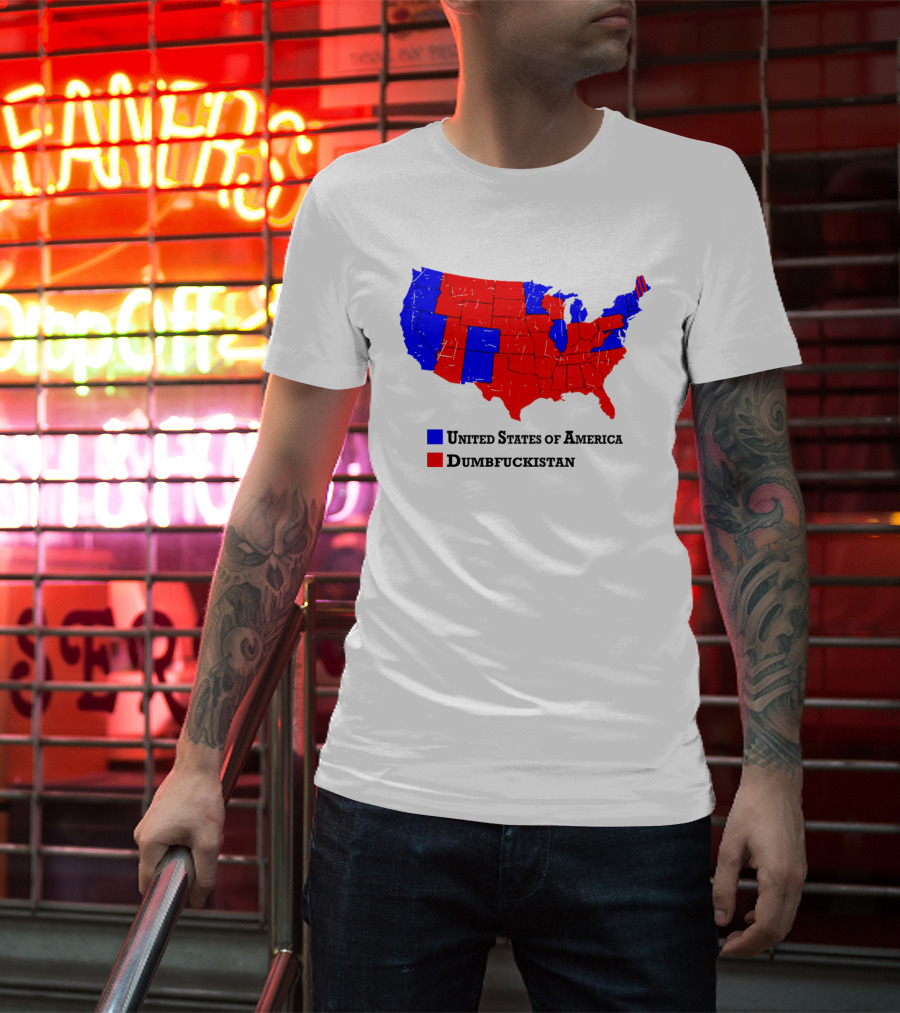 United States Of America Dumbfuckistan Map Red Blue States T-Shirt