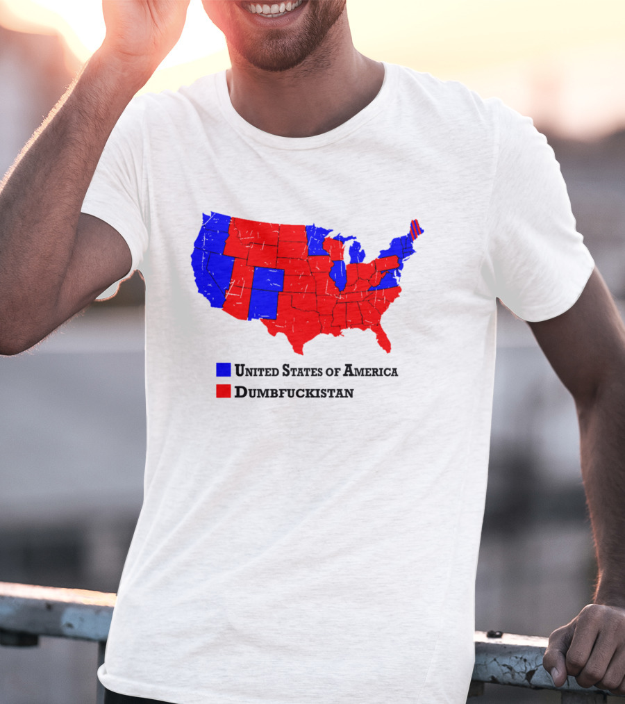 United States Of America Dumbfuckistan Map Red Blue States T-Shirt