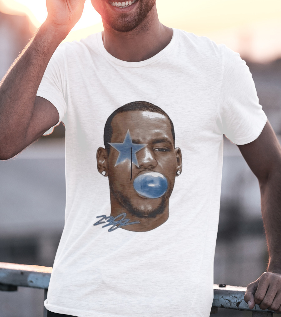 Lebron James Bubble Gum Blue Star Face T-Shirt