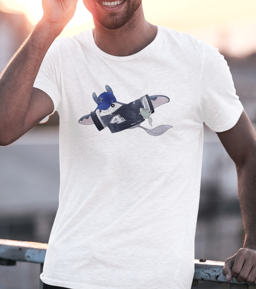 Mantine Pokemon Wearing Dak Prescott Dallas Cowboys Jersey And Hat T-Shirt