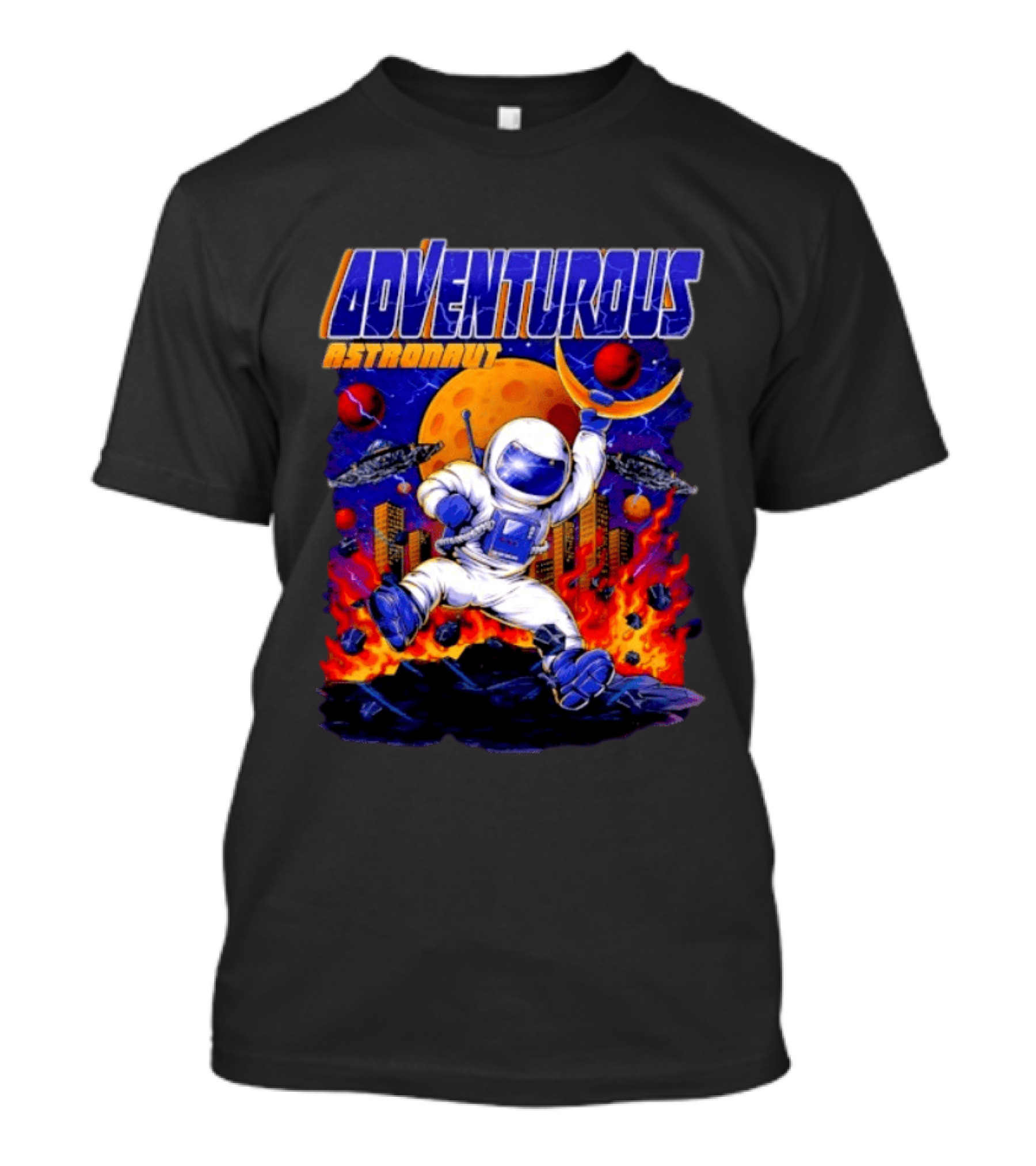 Adventurous Astronaut Moon Adventure Galaxy Exploration Space Suit T-Shirt