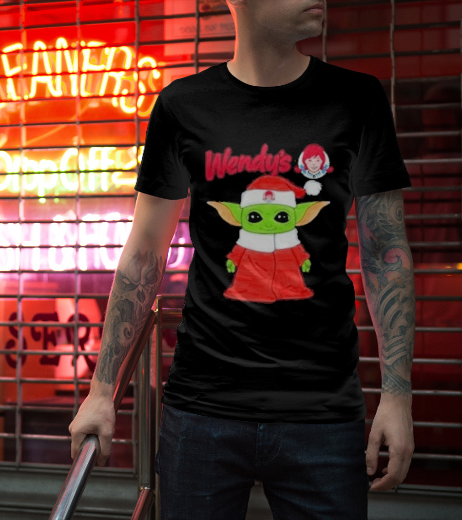 Wendy's Baby Yoda Santa Christmas T-Shirt