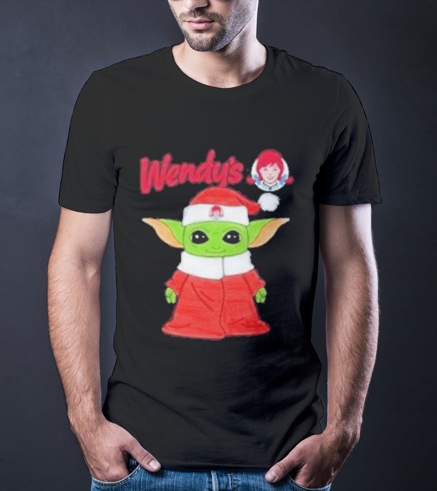 Wendy's Baby Yoda Santa Christmas T-Shirt