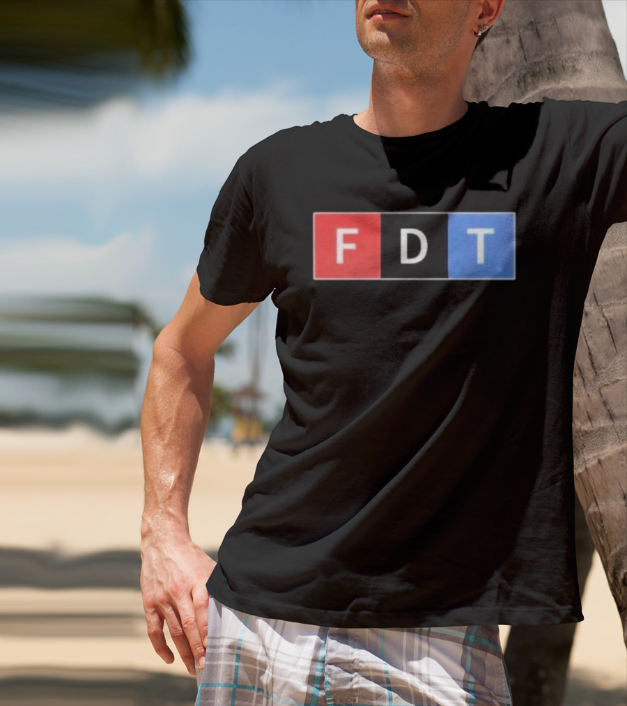 FDT Anti Trump Red Black Blue Block Letters T-Shirt