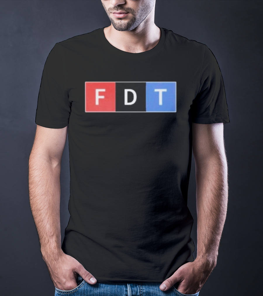 FDT Anti Trump Red Black Blue Block Letters T-Shirt