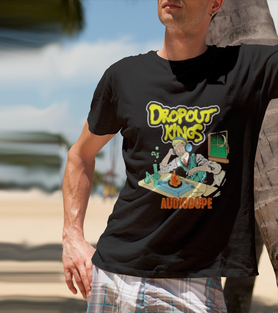 Dropout Kings Audio Dope Scientist Listening With Headphones And Chemistry Setup T-Shirt