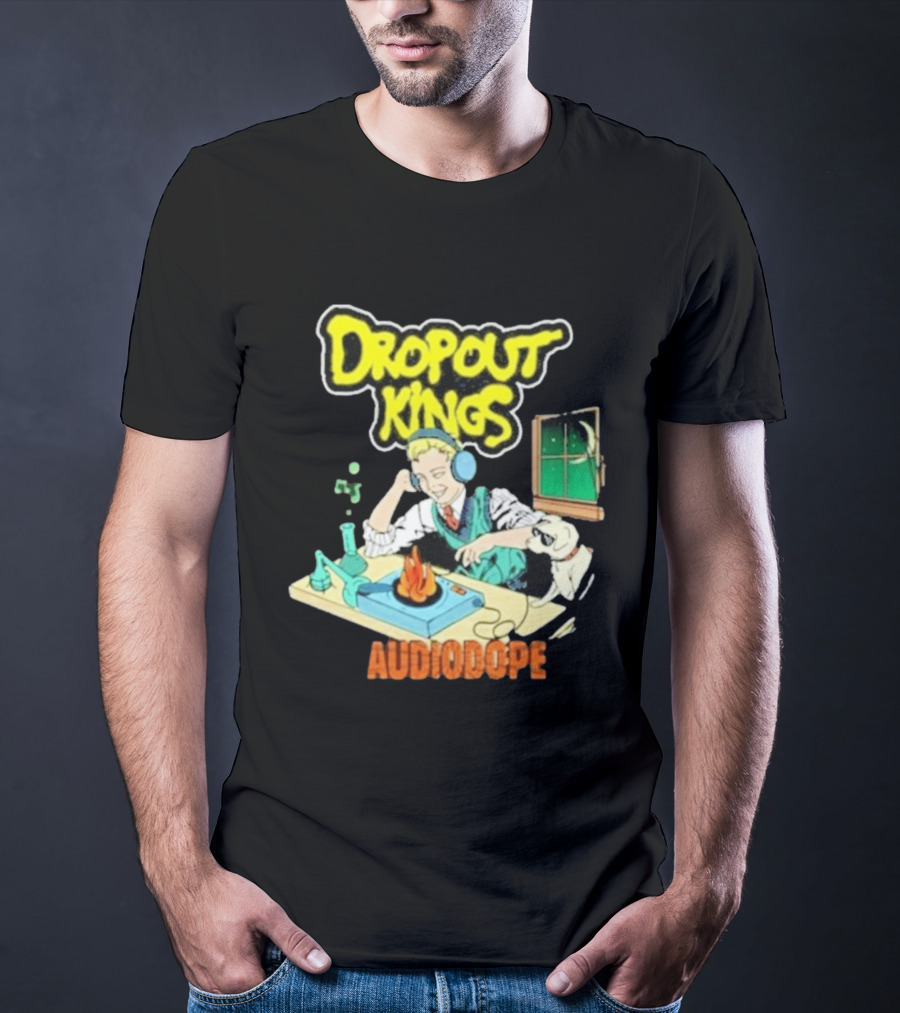 Dropout Kings Audio Dope Scientist Listening With Headphones And Chemistry Setup T-Shirt