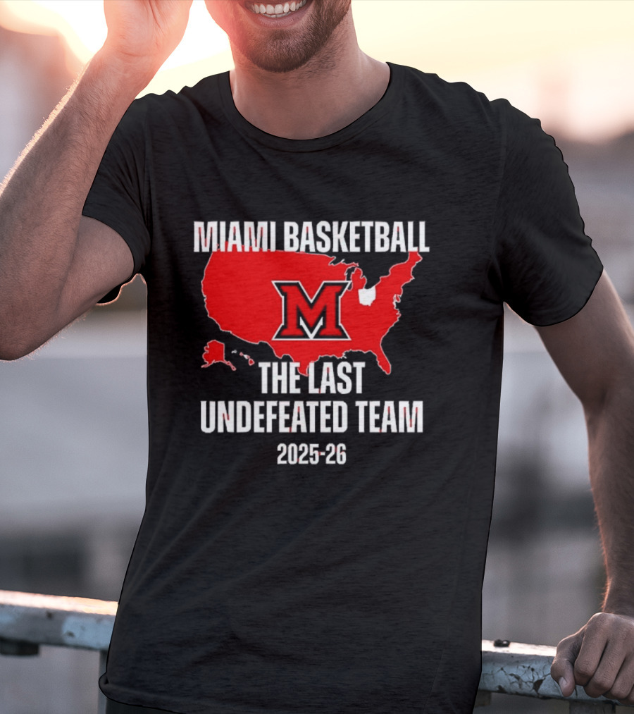 Miami Basketball RedHawks The Last Undefeated Team 2025 26 USA Map T-Shirt