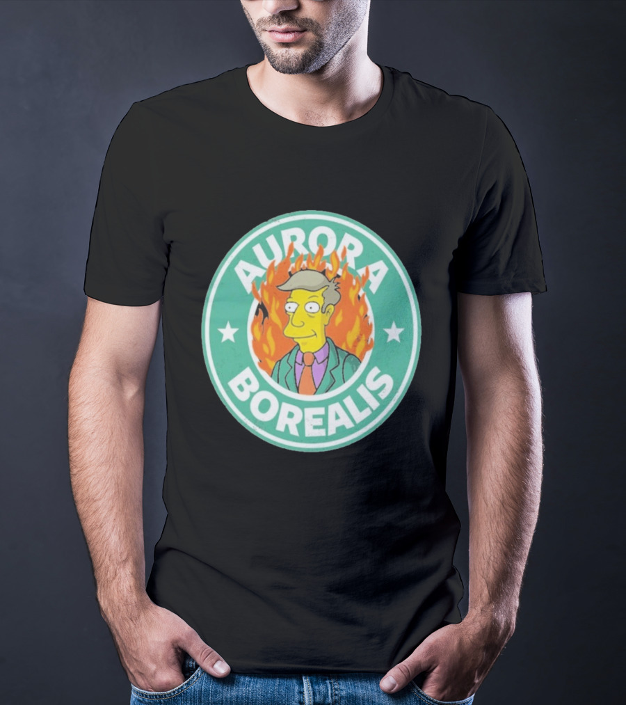 Aurora Borealis Skinnerbucks Green Circle Fire T-Shirt