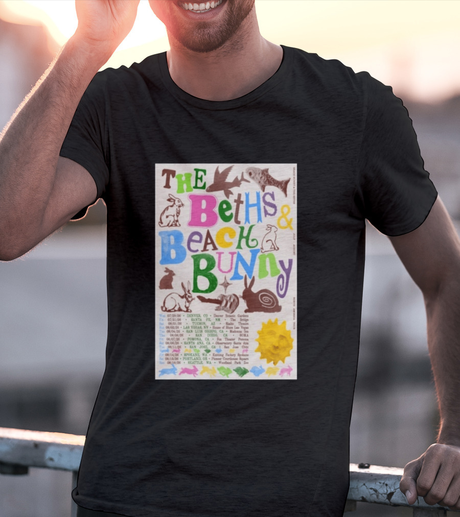 The Beths Beach Bunny North America Tour 2026 Denver Santa Fe Tucson Seattle T-Shirt