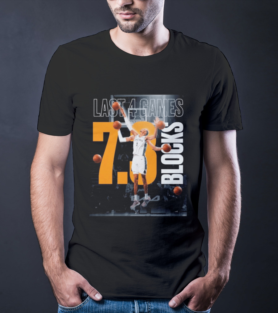 Victor Wembanyama Spurs Last 4 Games 7.3 Blocks Performance T-Shirt