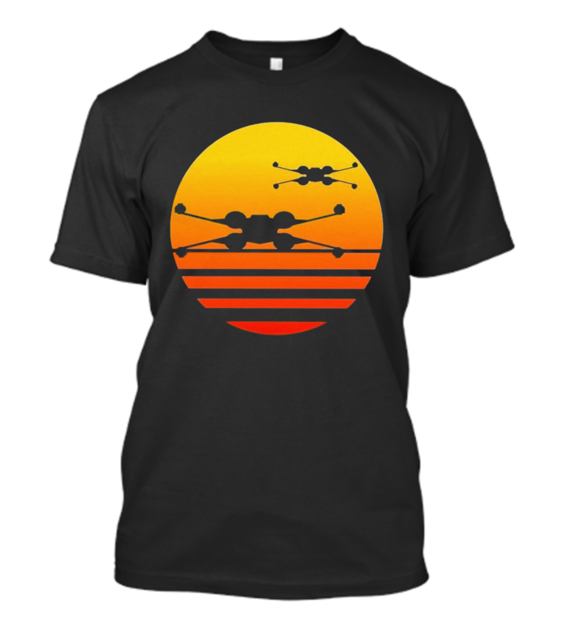 Ctrljoy X Wing Sunset Retro Sci Fi Aesthetic T-Shirt
