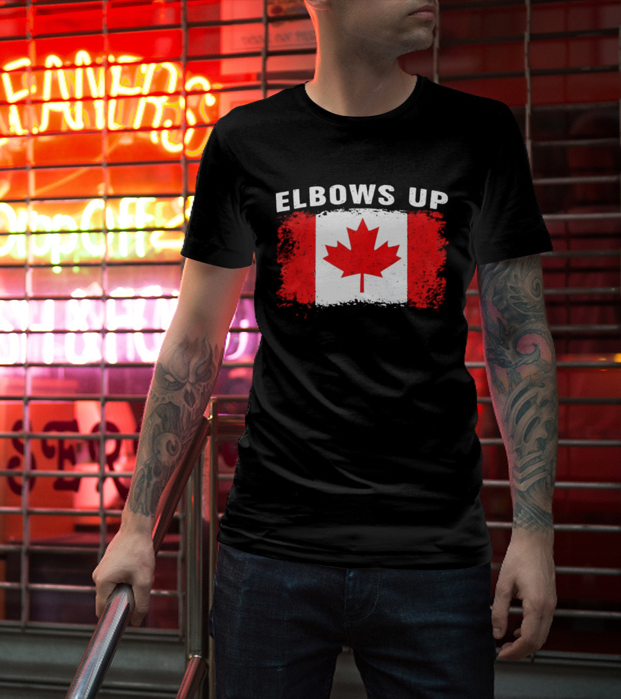 Elbows Up Canada Flag Maple Leaf T-Shirt