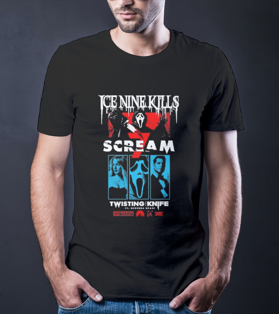 Ice Nine Kills Scream 7 Ghostface Twisting Knife Curtain Call T-Shirt