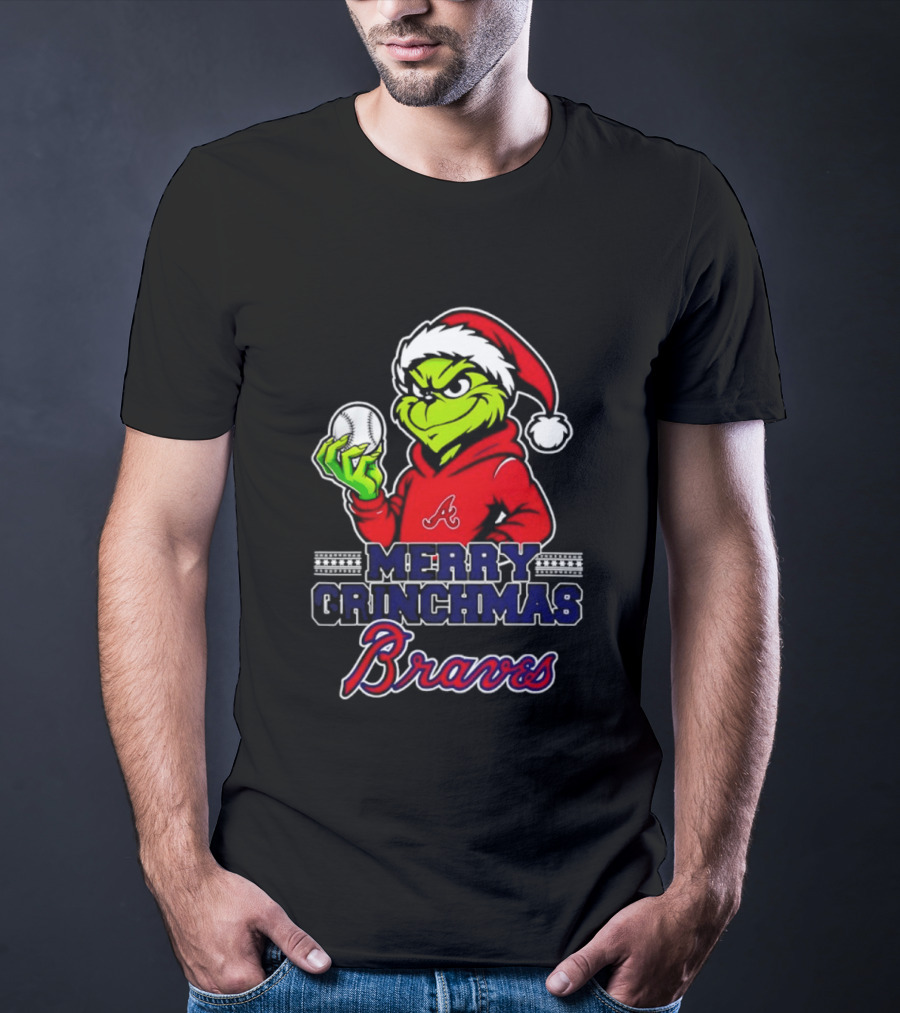 Atlanta Braves Grinch Santa Merry Grinchmas 2025 T-Shirt