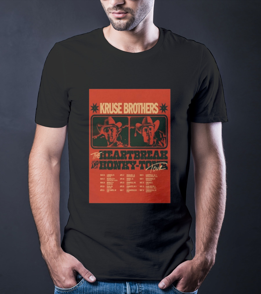 Kruse Brothers Heartbreak And Honky Tonk Tour 2026 Concert Dates T-Shirt