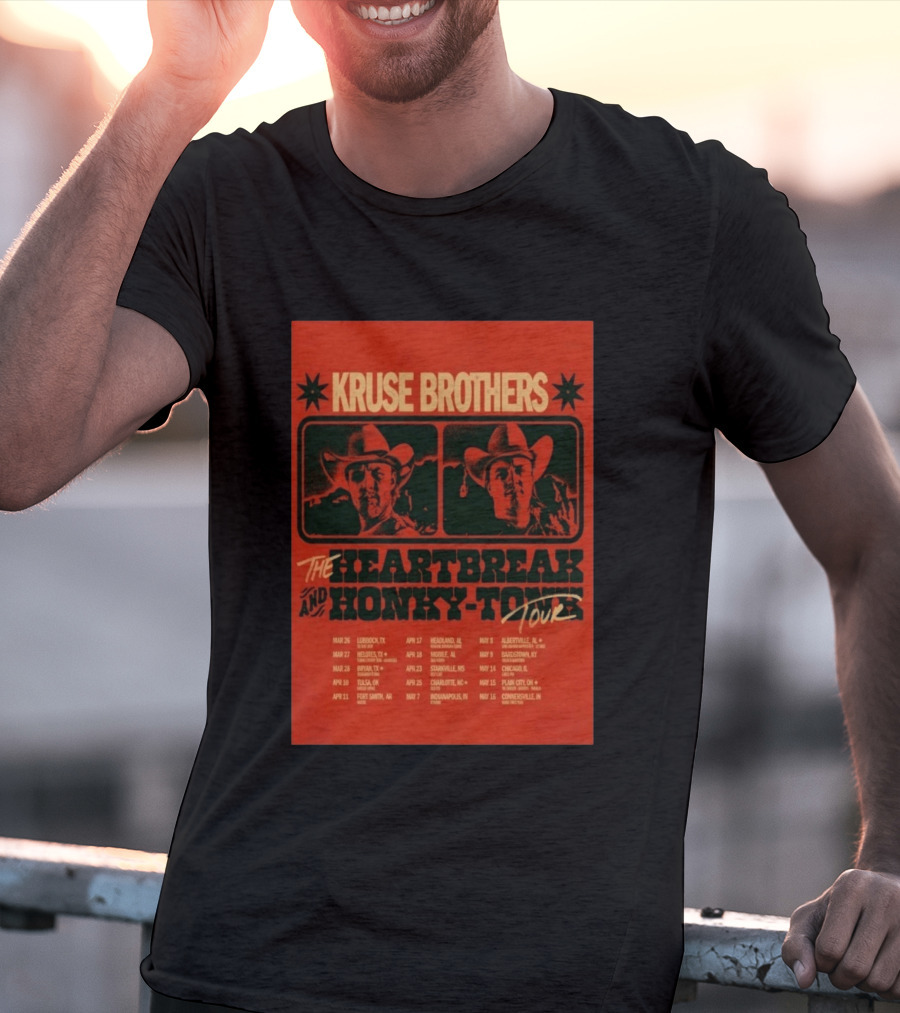 Kruse Brothers Heartbreak And Honky Tonk Tour 2026 Concert Dates T-Shirt