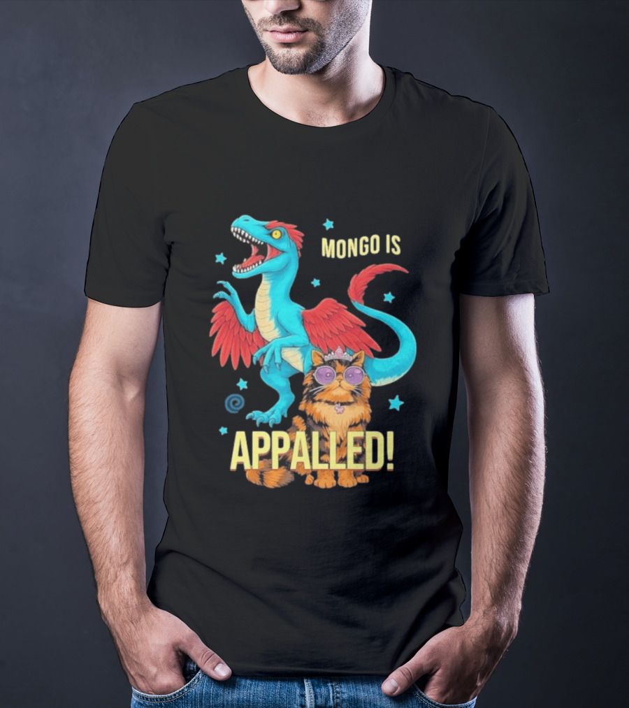 Mongo Is Appalled Princess Cat Riding Dinosaur With Stars T-Shirt