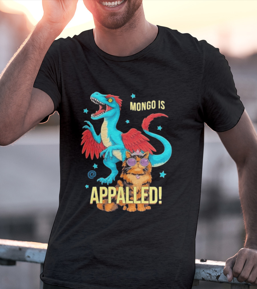 Mongo Is Appalled Princess Cat Riding Dinosaur With Stars T-Shirt
