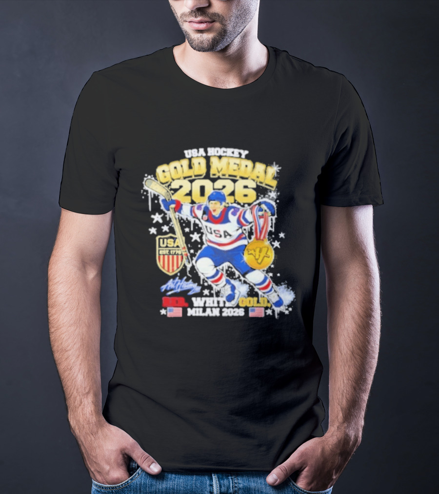 USA Hockey Gold Medal 2026 White Gold Milan 2026 USA T-Shirt