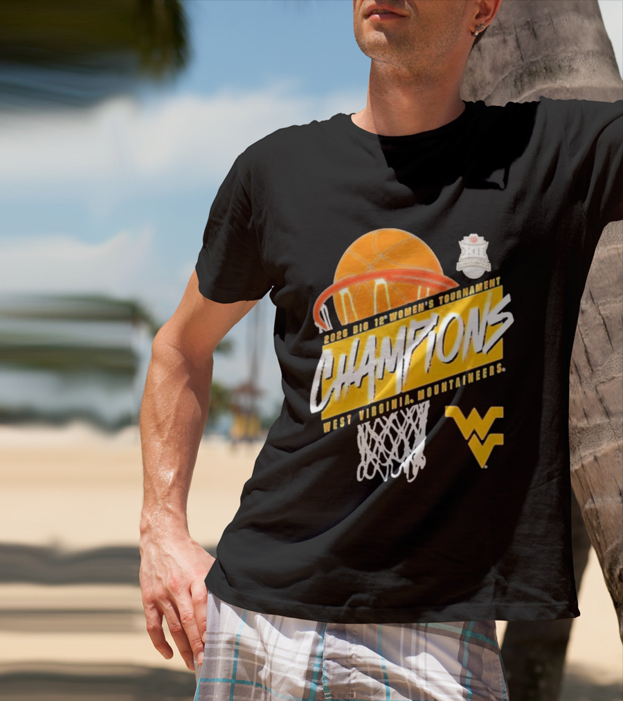2026 Big 12 Women's Tournament Champions West Virginia Mountaineers Basketball T-Shirt