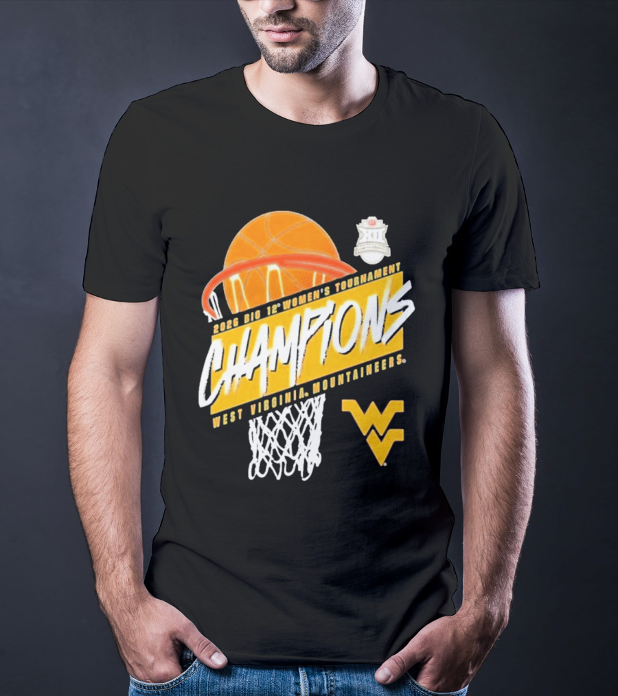 2026 Big 12 Women's Tournament Champions West Virginia Mountaineers Basketball T-Shirt