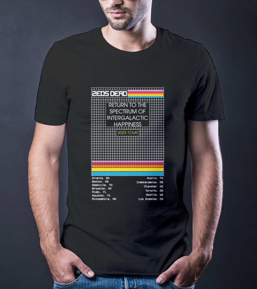 Zeds Dead Return To The Spectrum Of Intergalactic Happiness 2025 Tour Dates Grid T-Shirt