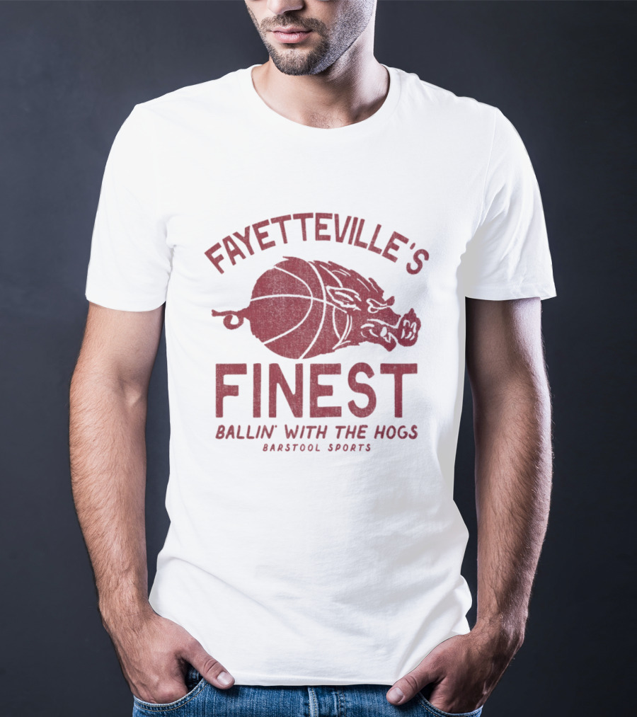 Fayetteville's Finest Ballin With The Hogs Barstool Sports Basketball Hog T-Shirt