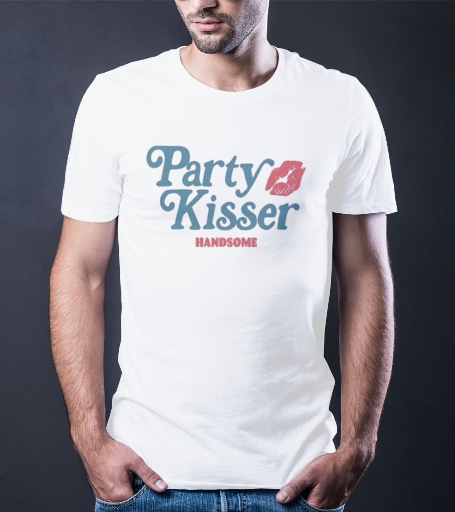 Handsome Party Kisser Lip Print T-Shirt
