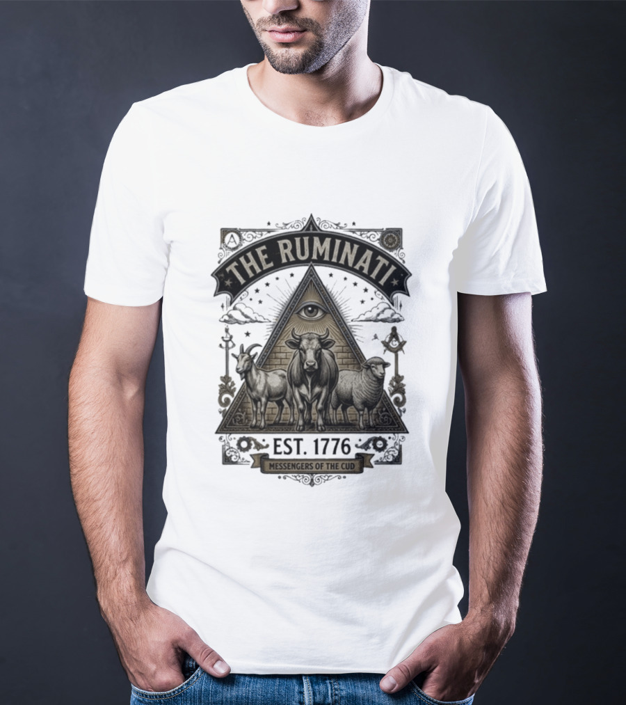 The Ruminati Est 1776 Messengers Of The Cud Eye Triangle Cow Sheep Goat T-Shirt