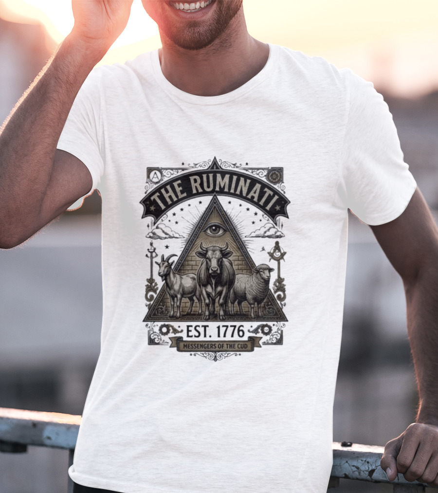 The Ruminati Est 1776 Messengers Of The Cud Eye Triangle Cow Sheep Goat T-Shirt