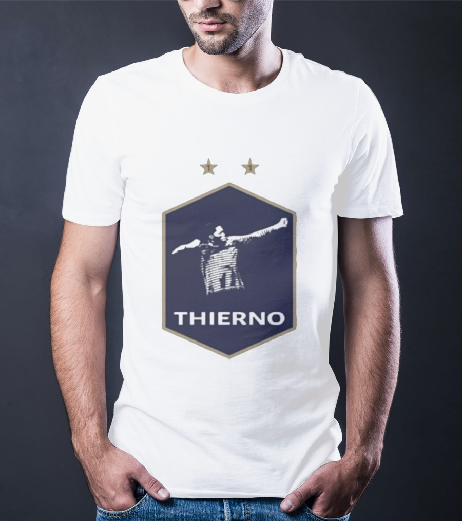 Thierno Barry Blue Hexagonal Emblem Soccer Celebration Stars T-Shirt