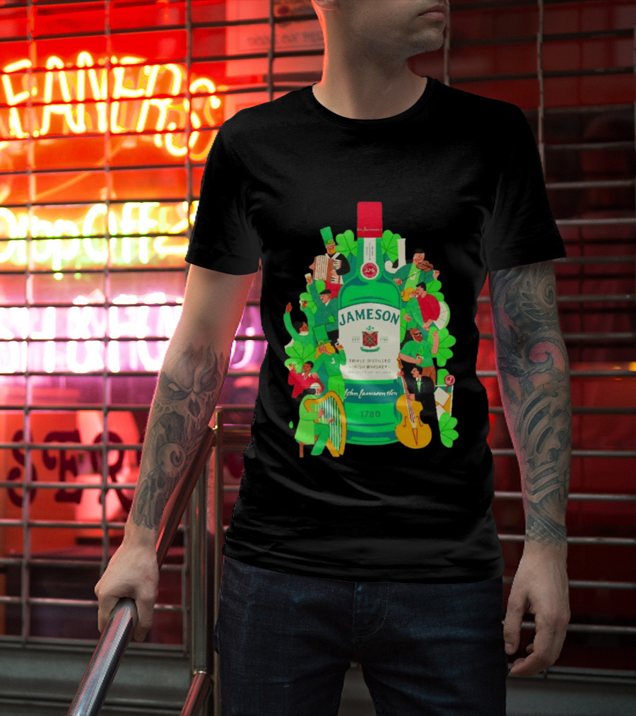 Jameson Triple Distilled Irish Whiskey 1780 St. Patrick's Day Celebration Bottle T-Shirt